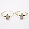 Natural Druzy Crystal Cuff Bangles BJEW-K181-03B-1