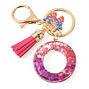 Alloy Resin Butterfly Keychains KEYC-TADJ0002-02G-O-2