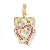 Brass Micro Pave Clear Cubic Zirconia Pendants KK-B141-04G-02-1