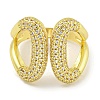 Rack Plating Brass Micro Pave Cubic Zirconia Teardrop Open Cuff Rings for Women RJEW-I104-01G-2