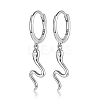 Rhodium Plated 925 Sterling Silver Micro Pave Cubic Zirconia Dangle Hoop Earrings AM5934-3-1