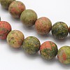 Frosted Round Natural Unakite Beads Strands G-N0166-73-6mm-2