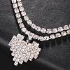 Alloy Full Crystal Rhinestone Heart Charm Double Layer Waist Chain WG7517E-04-3