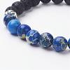 Natural Imperial Jasper(Dyed) & Lava Rock Stretch Bracelets BJEW-JB02755-3