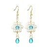 Shell Pearl with Glass Dangle Earring EJEW-JE05931-02-1