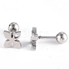 201 Stainless Steel Flower Barbell Cartilage Earrings EJEW-R147-26-4