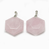 Natural Rose Quartz Pendants G-S334-003F-1