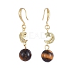 Natural Tiger Eye Round Beads Dangle Earrings EJEW-JE04069-04-2
