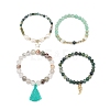 4Pcs 4 Style Natural & Synthetic Mixed Gemstone & Pearl Stretch Bracelets Set BJEW-JB08887-5