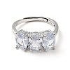 Clear Cubic Zirconia Oval Adjustable Ring RJEW-I087-13P-2