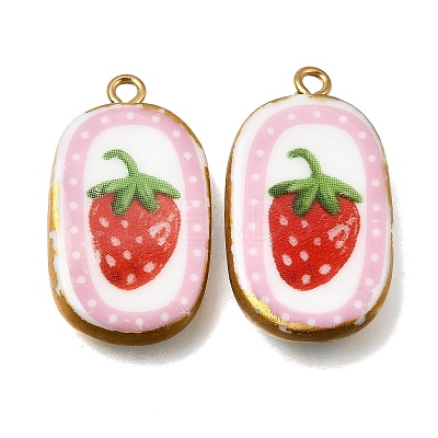 Fruit & Floral & Animals Printed Handmade Porcelain Pendants X-STAS-Z207-01G-04-1