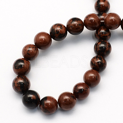 Natural Mahogany Obsidian Round Beads Strands G-S163-8mm-1