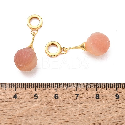 Natural Amethyst & Brass European Dangle Charms GG-D002-15G-02-1