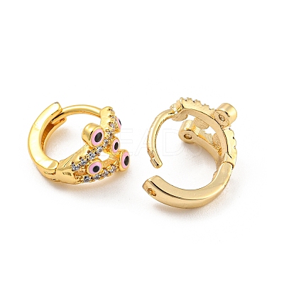 Evil Eye Real 18K Gold Plated Brass Hoop Earrings EJEW-L269-075G-1