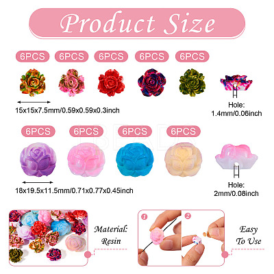 54Pcs 9 Styles Opaque Resin Beads RESI-TA0003-10-1