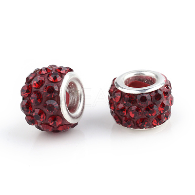 Polymer Clay Rhinestone European Beads CPDL-T001-14-1