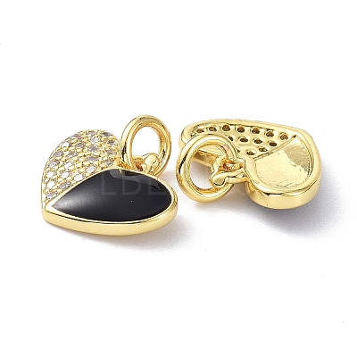 Eco-Friendly Brass Micro Pave Clear Cubic Zirconia Enamel Pendants ZIRC-C021-45G-06-1