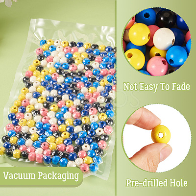 240Pcs 6 Colors Natural Wooden Beads WOOD-TA0002-74B-1
