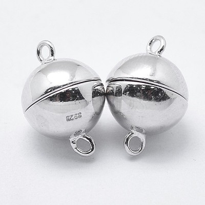 Anti-Tarnish Rhodium Plated 925 Sterling Silver Magnetic Clasps STER-F037-098P-8mm-1