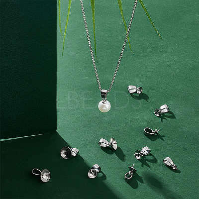 40Pcs 5 Style 304 Stainless Steel Cup Pearl Peg Bails Pin Pendants STAS-UN0055-01-1