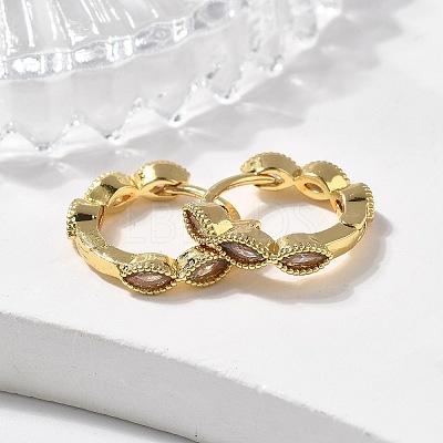 Brass Micro Pave Cubic Zirconia Huggie Hoop Earrings EJEW-K083-34G-B-1