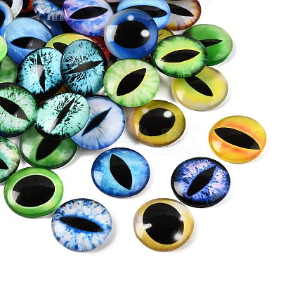 Printed Transparent Glass Cabochons GL-CBAA22A-13-1