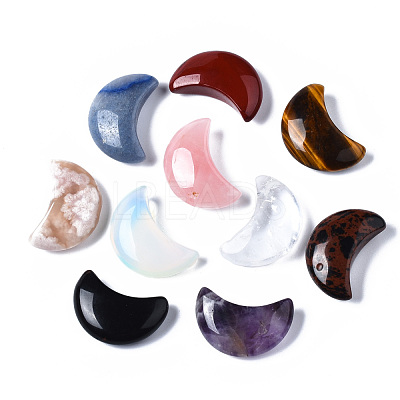 Moon Shape Natural & Synthetic Mixed Gemstone Healing Crystal Pocket Palm Stones G-T132-001M-1-1