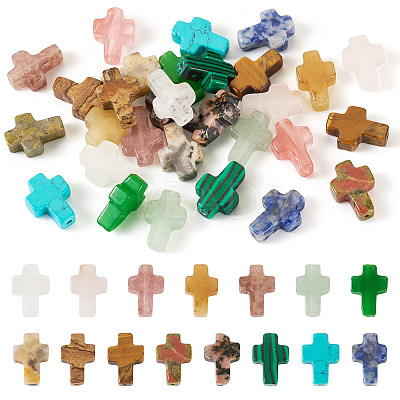 30Pcs 15 Styles Natural & Synthetic Mixed Gemstone Beads G-TA0002-13-1