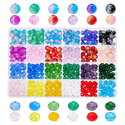 516Pcs 24 Style Crackle Glass Bead GLAA-PH0002-13-1