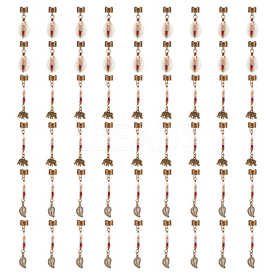 Tibetan Style Alloy & Cowrie Shell Braiding Hair Pendants Decoration OHAR-AB00016-1