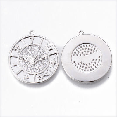 Brass Micro Pave Clear Cubic Zirconia Pendants KK-N232-163-NF-1