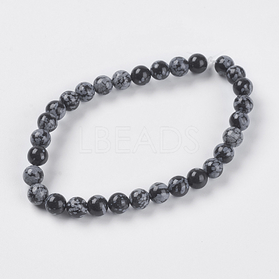 Natural Snowflake Obsidian Beads Strands G-G515-6mm-01-1