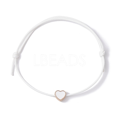 Alloy Enamel Heart Braided Bead Bracelet BJEW-JB09739-02-1