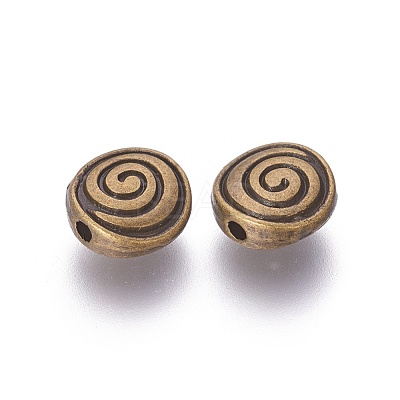 Tibetan Style Alloy Flat Round Carved Vortex Beads TIBEB-5437-AB-FF-1
