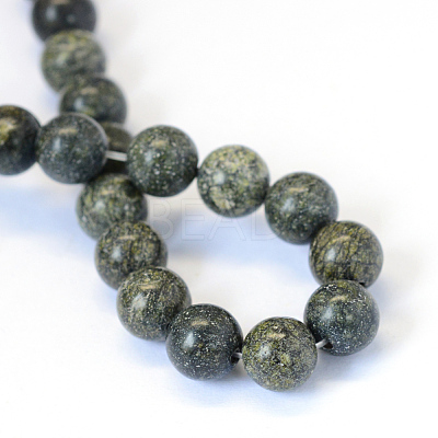 Natural Serpentine/Green Lace Stone Round Bead Strands X-G-E334-8mm-14-1