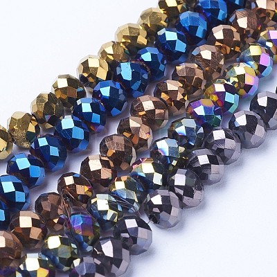 Electroplate Transparent Glass Beads Strands EGLA-A034-T8mm-UA-1
