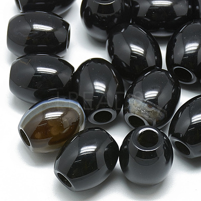 Dyed & Heated Natural Black Agate Beads G-T093-06-1