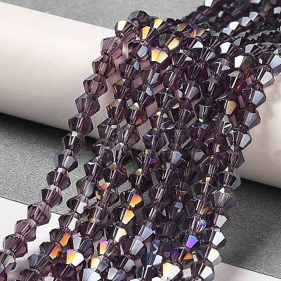Transparent Electroplate Glass Beads Strands EGLA-A039-T6mm-B04-1