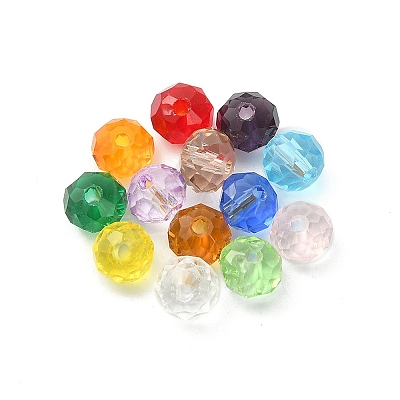 200Pcs Faceted Rondelle Transparent Glass Beads GLAA-YW0001-83-1