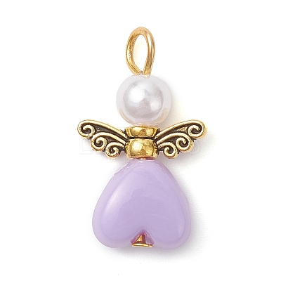 Acrylic & ABS Plastic Imitation Pearl Angel Pendants PALLOY-JF04466-01-1