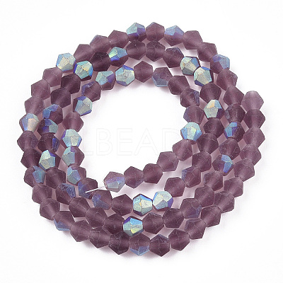 Imitate Austrian Crystal Bicone Frosted Glass Beads Strands GLAA-F029-TM3mm-A04-1