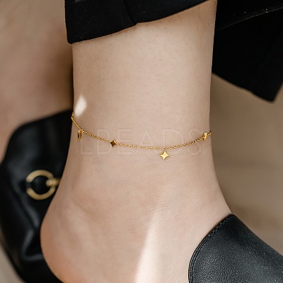 Star 304 Stainless Steel Link Chain Anklets for Women FS-WGDE11C-01-1