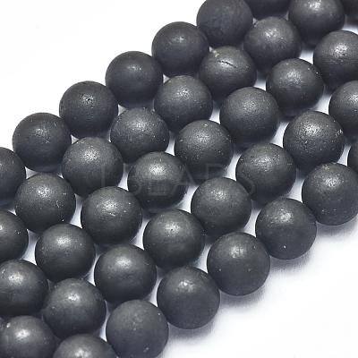 Natural Shungite Beads Strands G-F675-04-8mm-1