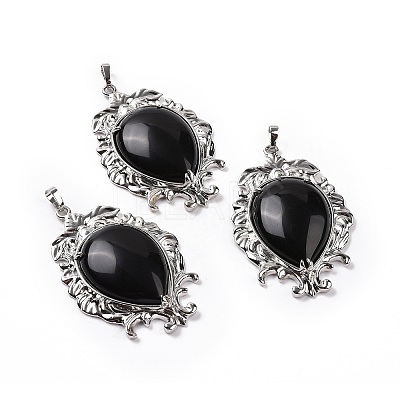 Natural Obsidian Big Pendants G-P496-01P-17-1