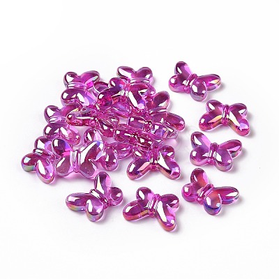 UV Plating Rainbow Iridescent Acrylic Beads PACR-H001-06-1