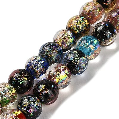 Handmade Dichroic Foil Glass Beads Strands DICH-U001-02A-1