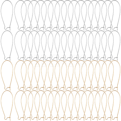 200Pcs 2 Colors Brass Hoop Earrings Findings Kidney Ear Wires KK-SP0001-30-1