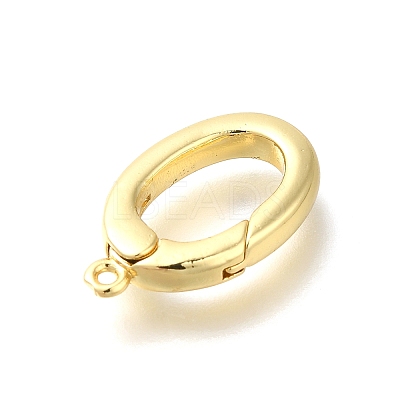 Rack Plating Oval Brass Spring Gate Rings KK-Z086-53G-02-1