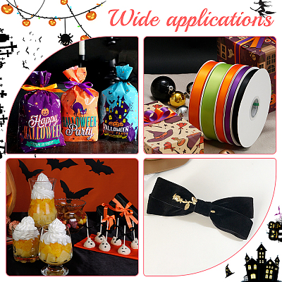 Halloween Theme 20 Bundles 4 Colors Single Face Velvet Ribbon OCOR-CA0001-05-1