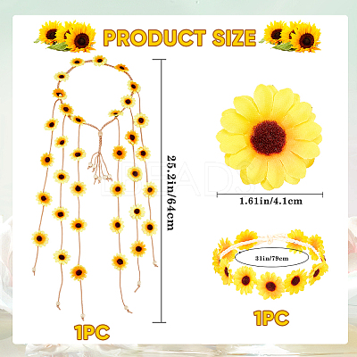 2Pcs 2 Styles Cloth Flower Hippie Headband Floral Crown OHAR-CP0001-18B-1